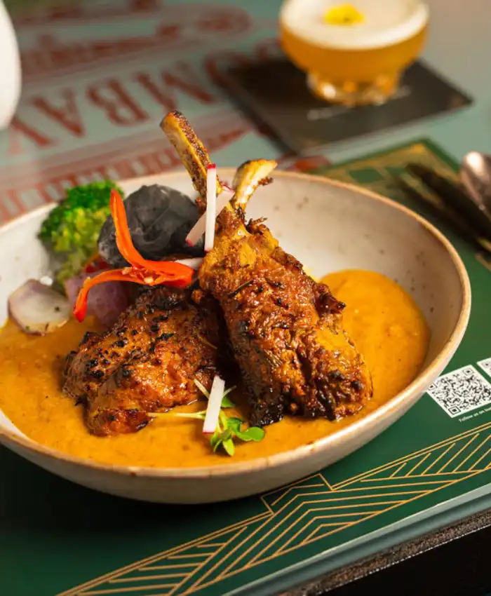 Tandoori Lamb Chops at Bombay Velvet, a modern Indian luxury dining restaurant in Reston Town Center, VA